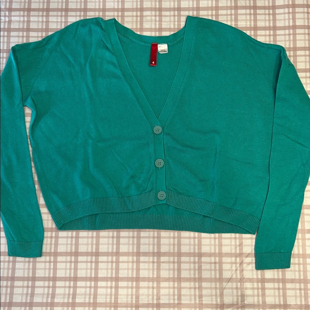 Divided Teal Cardigan Sweater